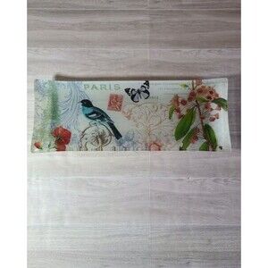 Oblong Paris Tray Eiffel Tower, Bird & Butterfly Design, Vintage Botanical Décor